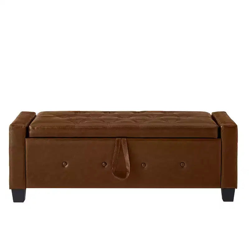 Panca contenitore ribaltabile in similpelle da 48", nera/blu/marrone/verde/bianca, 1 posto