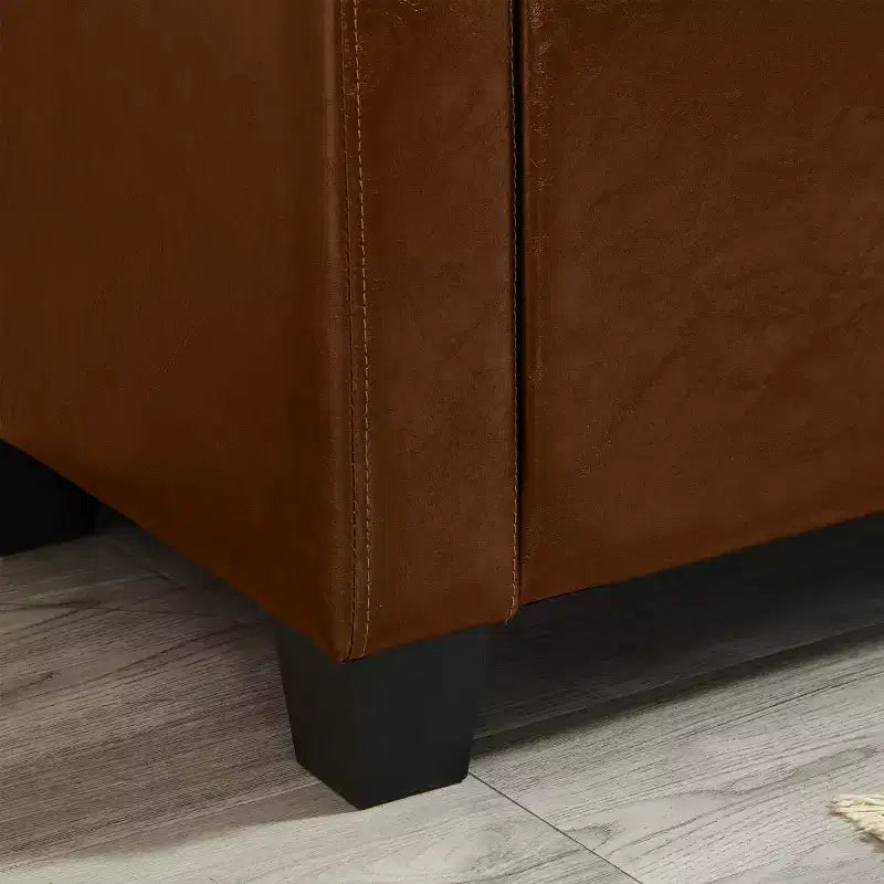 Panca contenitore ribaltabile in similpelle da 48", nera/blu/marrone/verde/bianca, 1 posto
