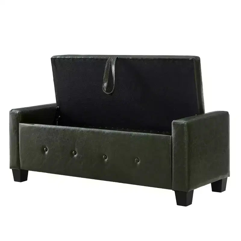 Panca contenitore ribaltabile in similpelle da 48", nera/blu/marrone/verde/bianca, 1 posto
