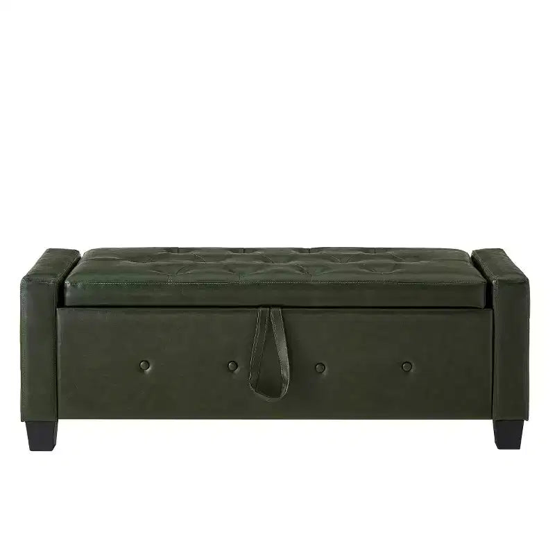 Panca contenitore ribaltabile in similpelle da 48", nera/blu/marrone/verde/bianca, 1 posto