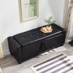 Panca contenitore ribaltabile in similpelle da 48", nera/blu/marrone/verde/bianca, 1 posto