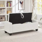 Panca contenitore ribaltabile in similpelle da 48", nera/blu/marrone/verde/bianca, 1 posto