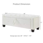Panca contenitore ribaltabile in similpelle da 48", nera/blu/marrone/verde/bianca, 1 posto