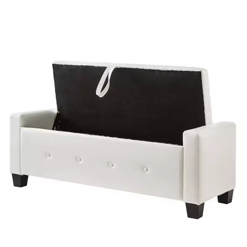 Panca contenitore ribaltabile in similpelle da 48", nera/blu/marrone/verde/bianca, 1 posto