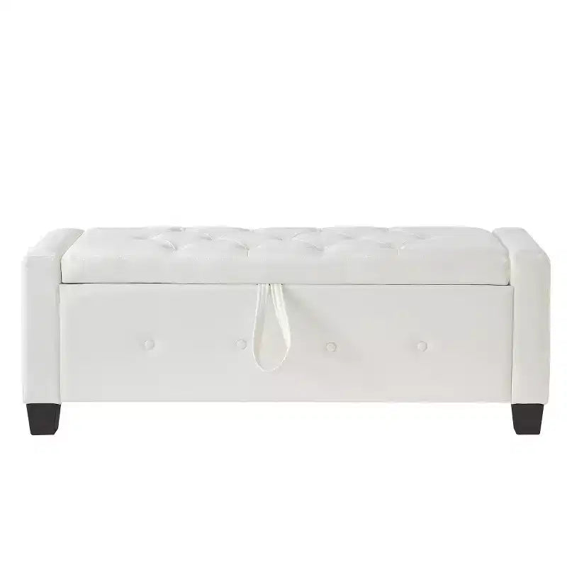 Panca contenitore ribaltabile in similpelle da 48", nera/blu/marrone/verde/bianca, 1 posto