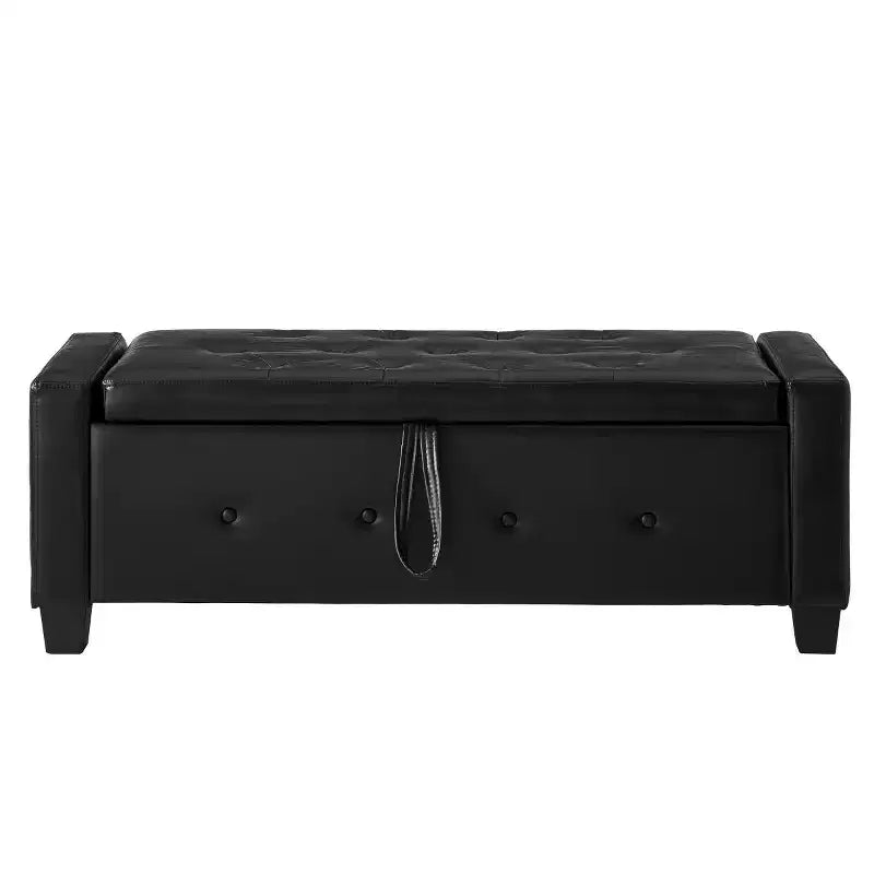 Panca contenitore ribaltabile in similpelle da 48", nera/blu/marrone/verde/bianca, 1 posto
