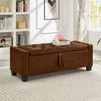 Panca contenitore ribaltabile in similpelle da 48", nera/blu/marrone/verde/bianca, 1 posto