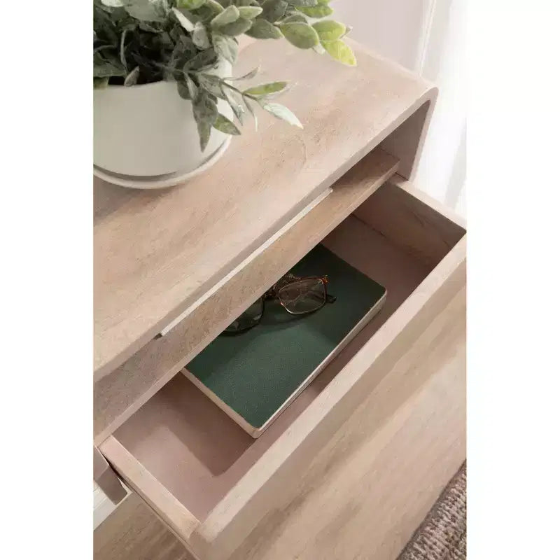 Tavolino galleggiante Kato bianco 18x10x9 - Legno massello di mango con cassetto, a parete