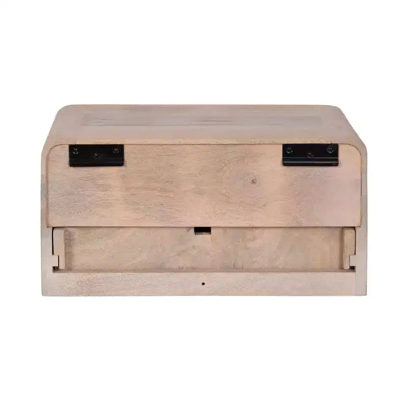 Tavolino galleggiante Kato bianco 18x10x9 - Legno massello di mango con cassetto, a parete