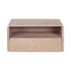 Tavolino galleggiante Kato bianco 18x10x9 - Legno massello di mango con cassetto, a parete