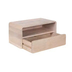 Tavolino galleggiante Kato bianco 18x10x9 - Legno massello di mango con cassetto, a parete
