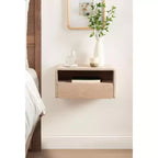 Tavolino galleggiante Kato bianco 18x10x9 - Legno massello di mango con cassetto, a parete