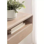 Tavolino galleggiante Kato bianco 18x10x9 - Legno massello di mango con cassetto, a parete