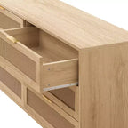 Comò con 6 cassetti in rattan da 150 cm colore naturale - Cassettiera da camera da letto con dispositivo antiribaltamento