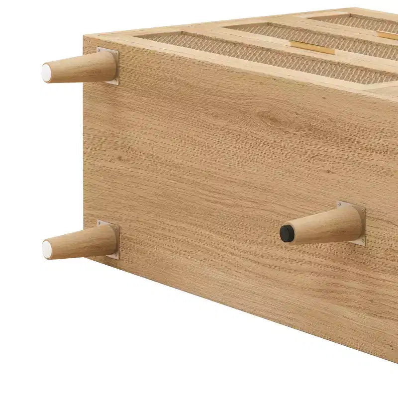 Comò con 6 cassetti in rattan da 150 cm colore naturale - Cassettiera da camera da letto con dispositivo antiribaltamento