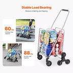 Carrello portaoggetti saliscale da 45 litri, ruote triple girevoli a 360°, carrello multiuso pieghevole leggero, argento