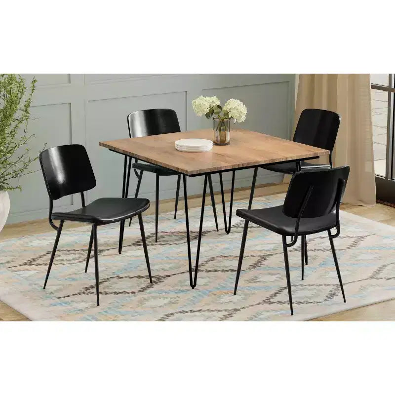 Set da pranzo 5 pezzi - Tavolo in legno di mango da 42" e 4 sedie in similpelle, 4 posti