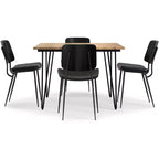 Set da pranzo 5 pezzi - Tavolo in legno di mango da 42" e 4 sedie in similpelle, 4 posti