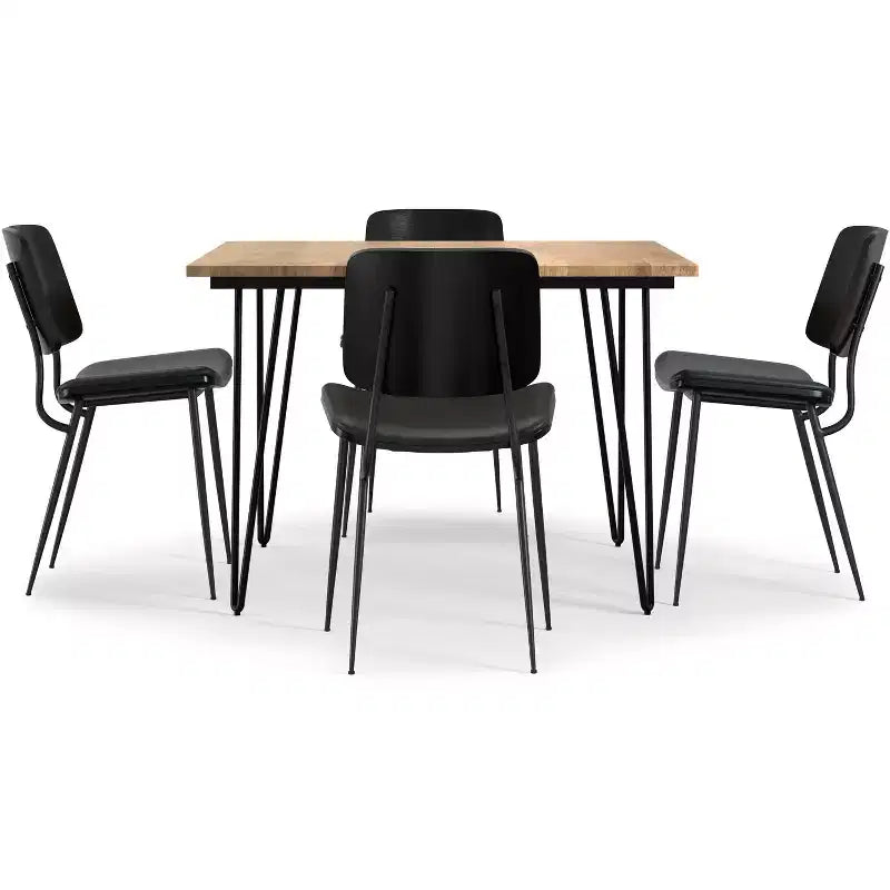 Set da pranzo 5 pezzi - Tavolo in legno di mango da 42" e 4 sedie in similpelle, 4 posti