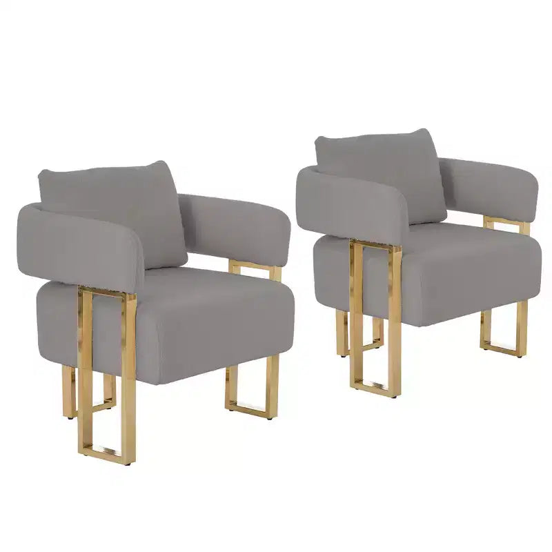 Set di 2 Poltrone Accent, Imbottitura in Teddy Fleece, Gambe in Metallo Dorato (Nero/Grigio/Verde/Rosa/Bianco)