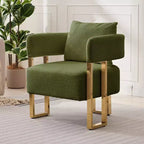 Set di 2 Poltrone Accent, Imbottitura in Teddy Fleece, Gambe in Metallo Dorato (Nero/Grigio/Verde/Rosa/Bianco)