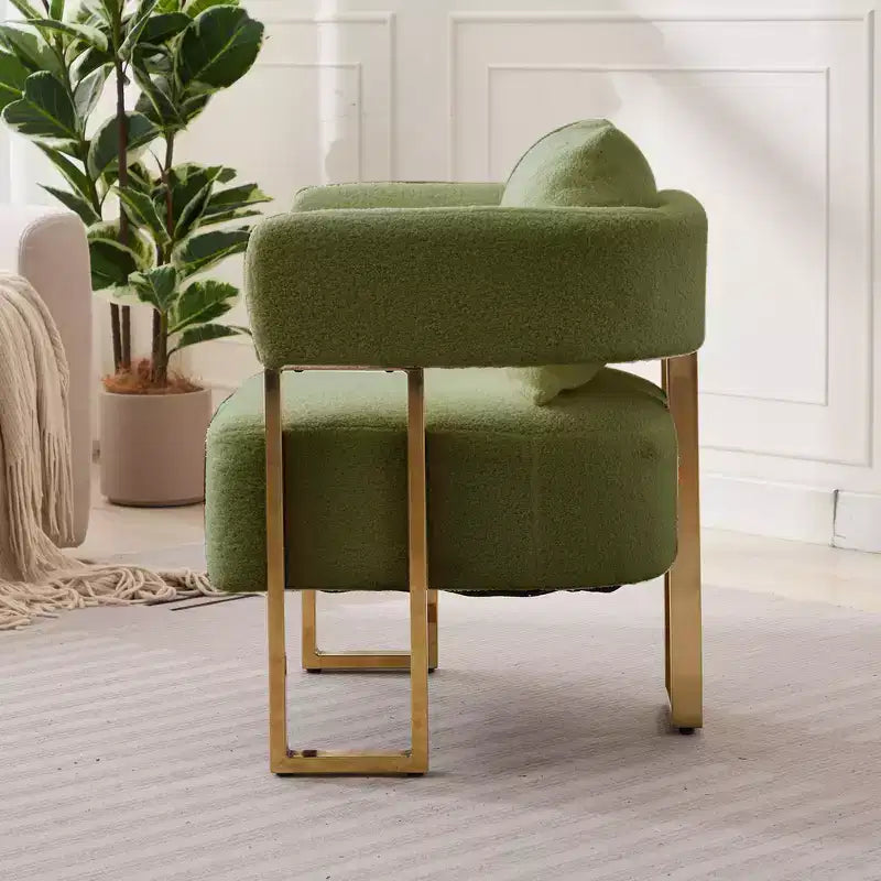 Set di 2 Poltrone Accent, Imbottitura in Teddy Fleece, Gambe in Metallo Dorato (Nero/Grigio/Verde/Rosa/Bianco)