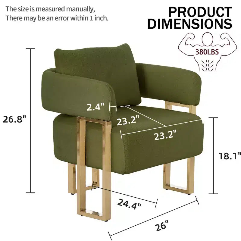 Set di 2 Poltrone Accent, Imbottitura in Teddy Fleece, Gambe in Metallo Dorato (Nero/Grigio/Verde/Rosa/Bianco)