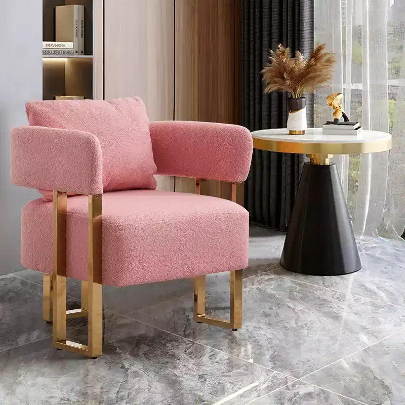 Set di 2 Poltrone Accent, Imbottitura in Teddy Fleece, Gambe in Metallo Dorato (Nero/Grigio/Verde/Rosa/Bianco)