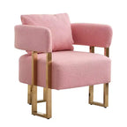 Set di 2 Poltrone Accent, Imbottitura in Teddy Fleece, Gambe in Metallo Dorato (Nero/Grigio/Verde/Rosa/Bianco)