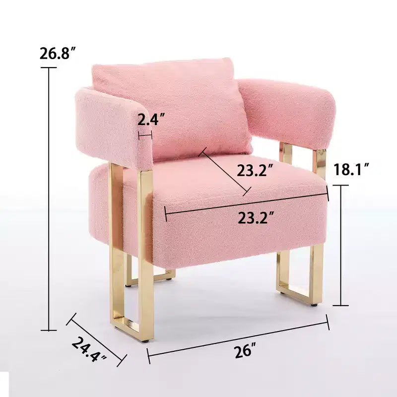 Set di 2 Poltrone Accent, Imbottitura in Teddy Fleece, Gambe in Metallo Dorato (Nero/Grigio/Verde/Rosa/Bianco)