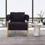 Set di 2 Poltrone Accent, Imbottitura in Teddy Fleece, Gambe in Metallo Dorato (Nero/Grigio/Verde/Rosa/Bianco)