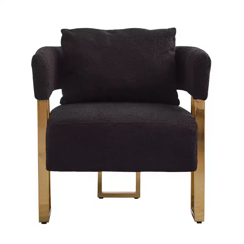Set di 2 Poltrone Accent, Imbottitura in Teddy Fleece, Gambe in Metallo Dorato (Nero/Grigio/Verde/Rosa/Bianco)