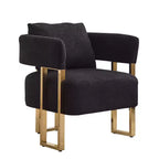 Set di 2 Poltrone Accent, Imbottitura in Teddy Fleece, Gambe in Metallo Dorato (Nero/Grigio/Verde/Rosa/Bianco)