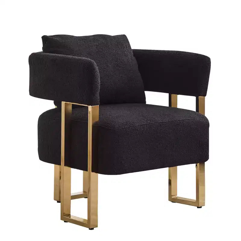 Set di 2 Poltrone Accent, Imbottitura in Teddy Fleece, Gambe in Metallo Dorato (Nero/Grigio/Verde/Rosa/Bianco)