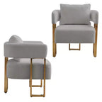 Set di 2 Poltrone Accent, Imbottitura in Teddy Fleece, Gambe in Metallo Dorato (Nero/Grigio/Verde/Rosa/Bianco)