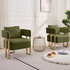 Set di 2 Poltrone Accent, Imbottitura in Teddy Fleece, Gambe in Metallo Dorato (Nero/Grigio/Verde/Rosa/Bianco)