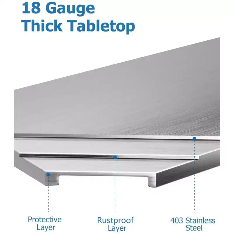 Tavolo da preparazione in acciaio inossidabile per lavori pesanti certificato NSF - Scaffale regolabile, 30x18, Cucina e Garage