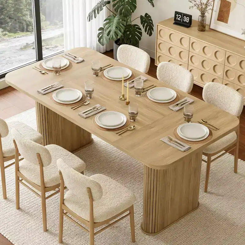 Tavolo da pranzo rettangolare in noce nero / naturale / noce, 6–8 posti