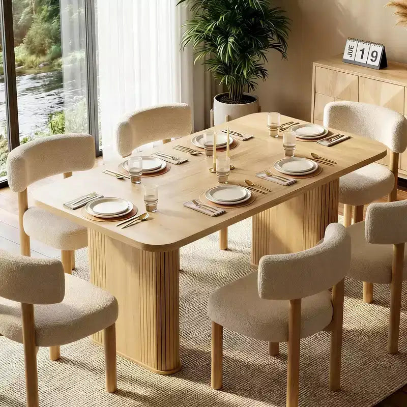 Tavolo da pranzo rettangolare in noce nero / naturale / noce, 6–8 posti