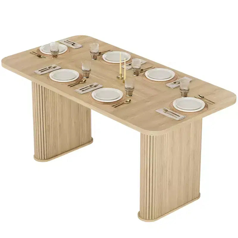 Tavolo da pranzo rettangolare in noce nero / naturale / noce, 6–8 posti