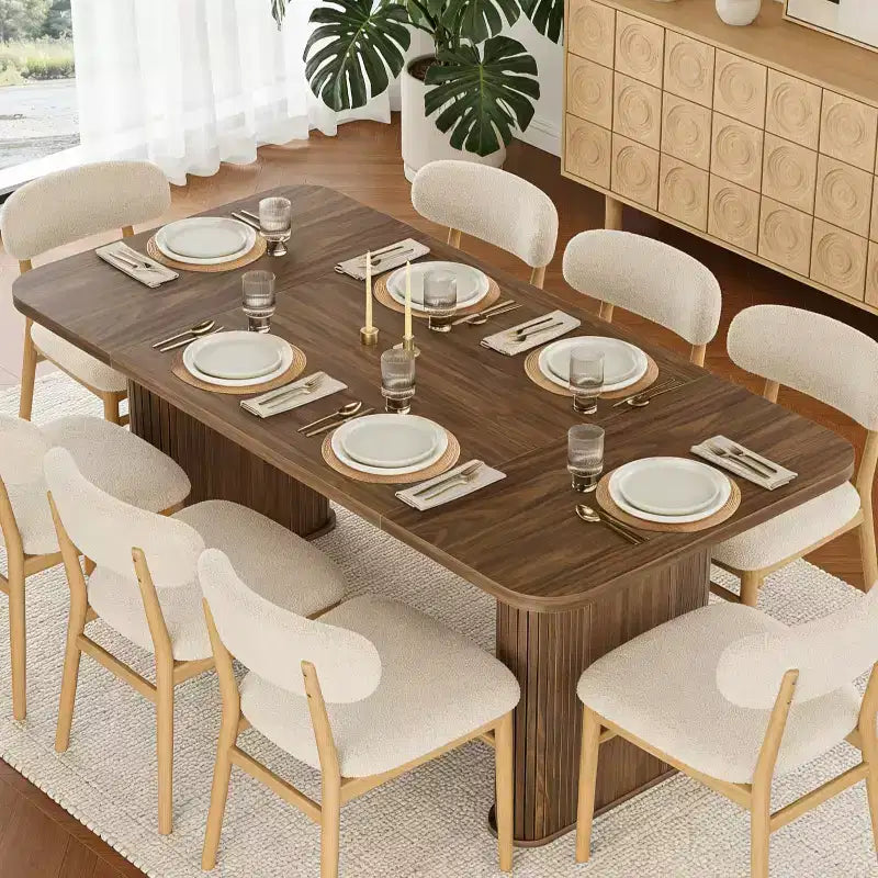 Tavolo da pranzo rettangolare in noce nero / naturale / noce, 6–8 posti