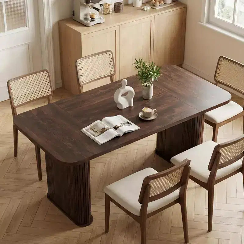 Tavolo da pranzo rettangolare in noce nero / naturale / noce, 6–8 posti