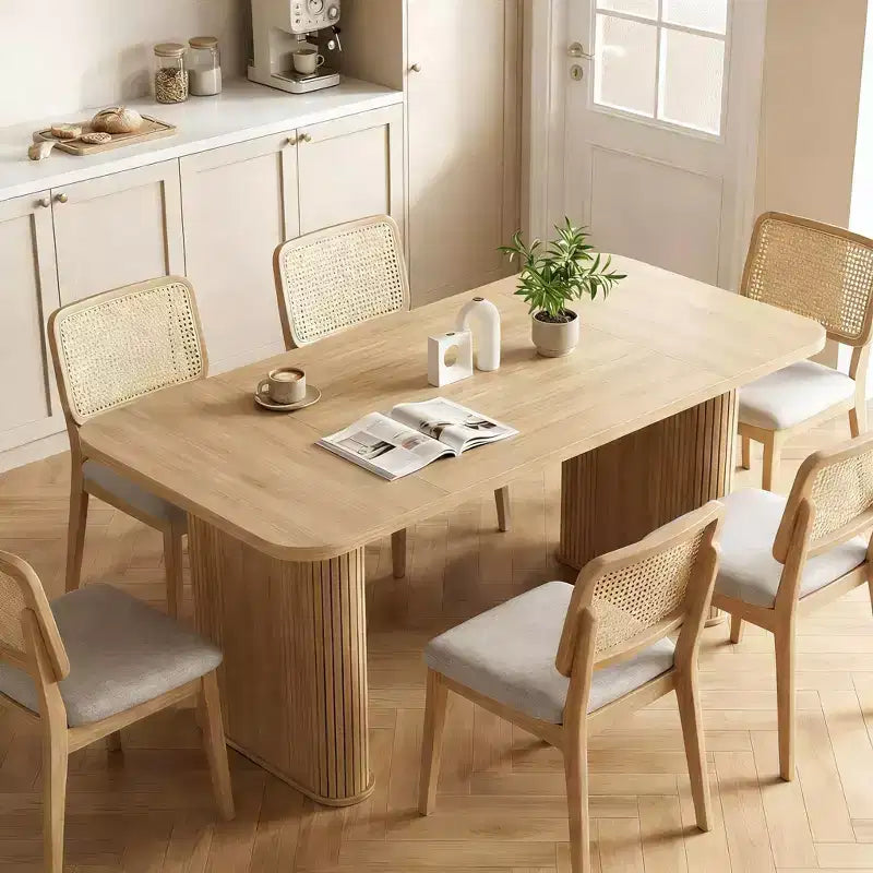 Tavolo da pranzo rettangolare in noce nero / naturale / noce, 6–8 posti