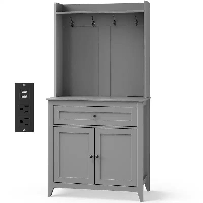 Dispensa da 63'', Nero/Grigio/Bianco, 2 ante con cassetto e ganci, per 1 persona