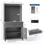 Dispensa da 63'', Nero/Grigio/Bianco, 2 ante con cassetto e ganci, per 1 persona