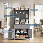 Dispensa da 63'', Nero/Grigio/Bianco, 2 ante con cassetto e ganci, per 1 persona