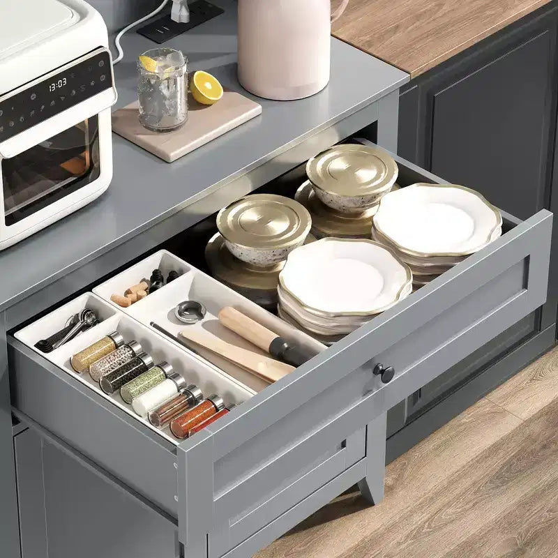 Dispensa da 63'', Nero/Grigio/Bianco, 2 ante con cassetto e ganci, per 1 persona