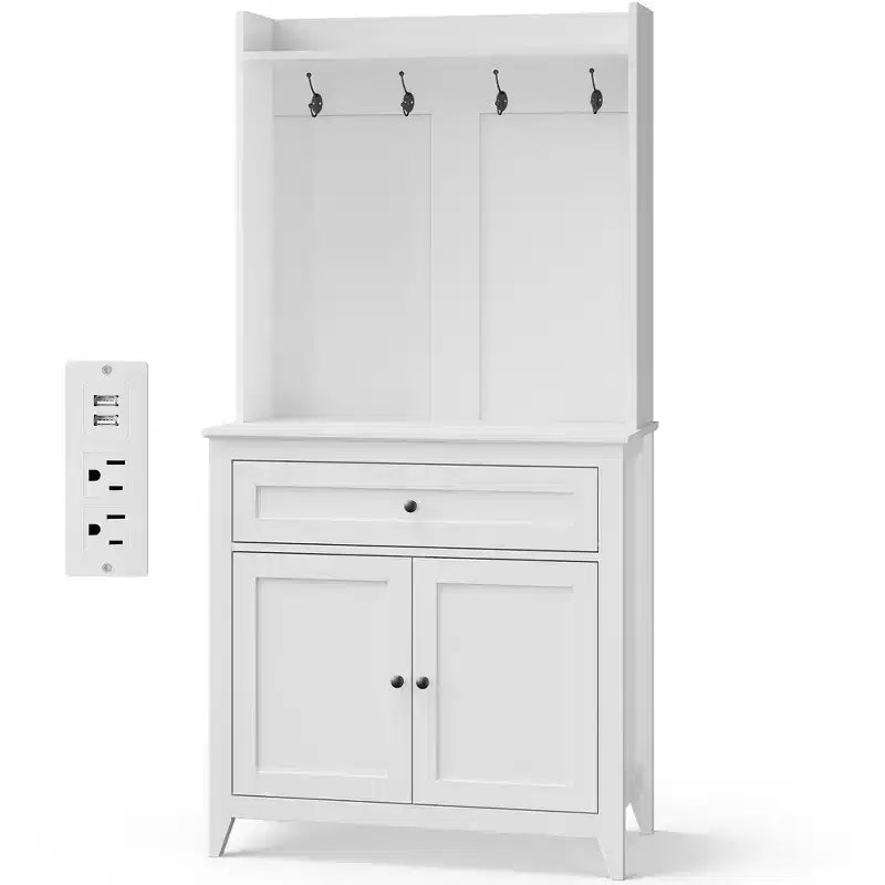 Dispensa da 63'', Nero/Grigio/Bianco, 2 ante con cassetto e ganci, per 1 persona