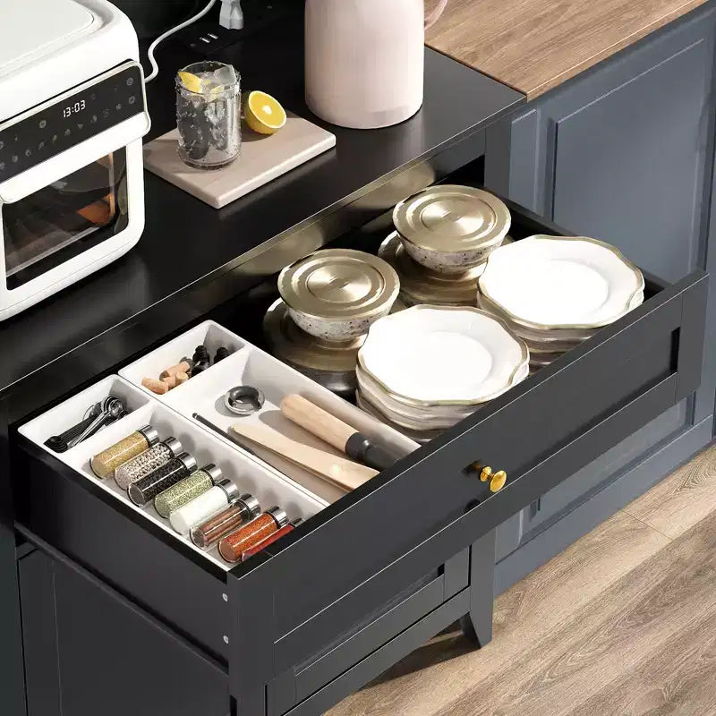 Dispensa da 63'', Nero/Grigio/Bianco, 2 ante con cassetto e ganci, per 1 persona
