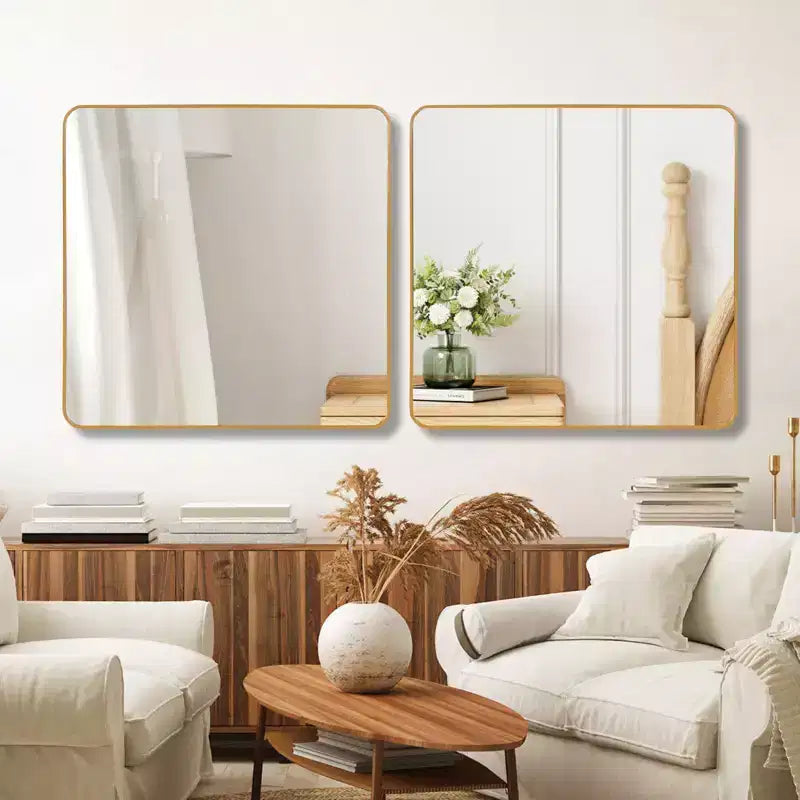 Specchio da Parete Quadrato – Oro/Argento, Cornice Metallica, 30" o 36", Singolo
